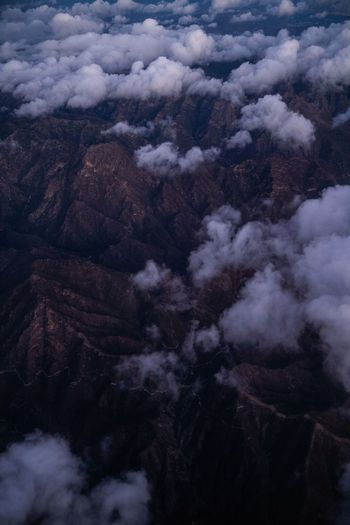 Aerial view of snow covered landscape