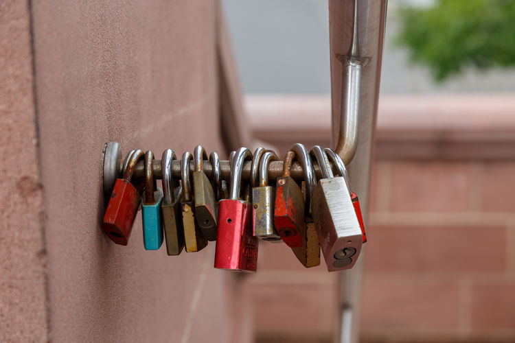 Padlock locked on the bridge