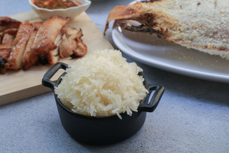 Close-up of food in plate on table