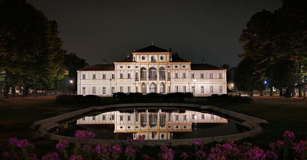 View of illuminated building at night