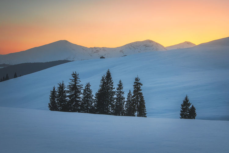 Mountain landscapes in the cold winter season from carpathians, romania.