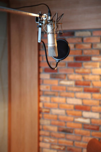 Microphone in recording room at studio
