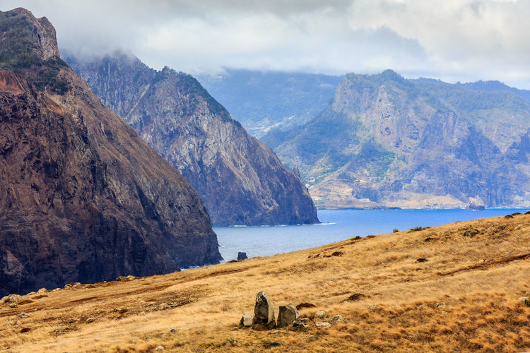 Scenic view of mountains against sky