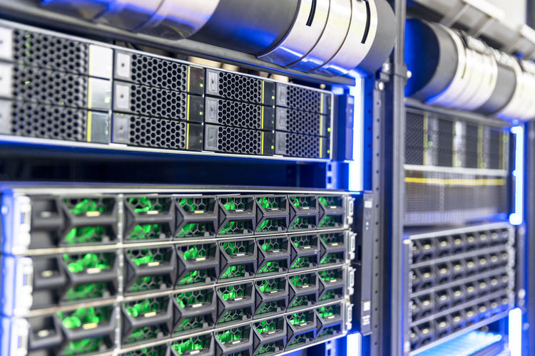 Cloud computing big data storage system. server in data center.