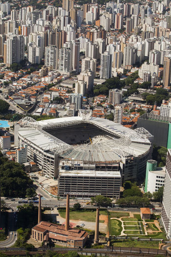 Sao paulo brazil city aerial arena allianz - palmeiras view. high quality photo