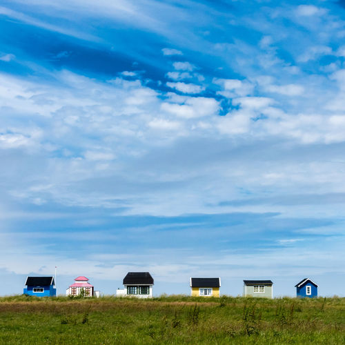 Beach houses on vesterstrand island aeroe, denmark