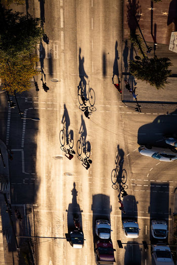 Upside down image of street in city