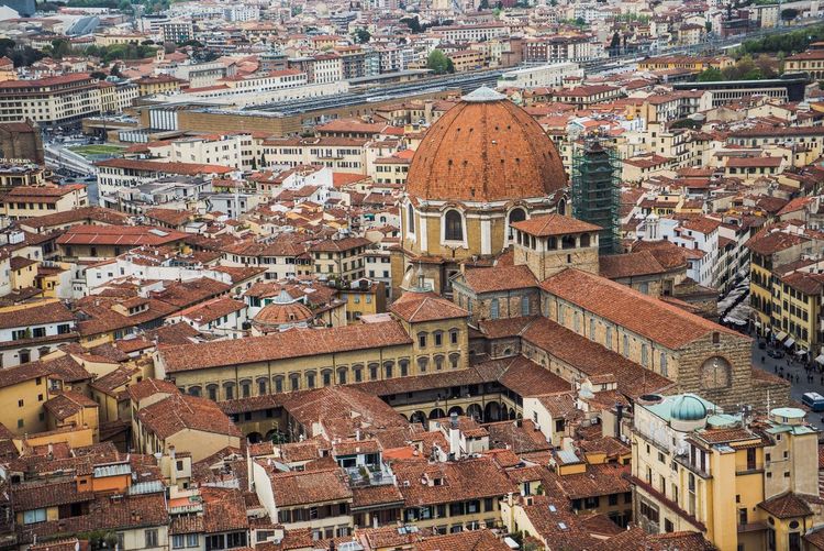 High angle view of basilica di san lorenzo in town