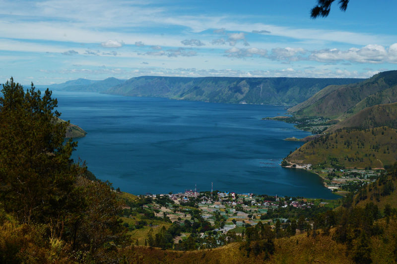 Beautiful lake toba seen from a height.