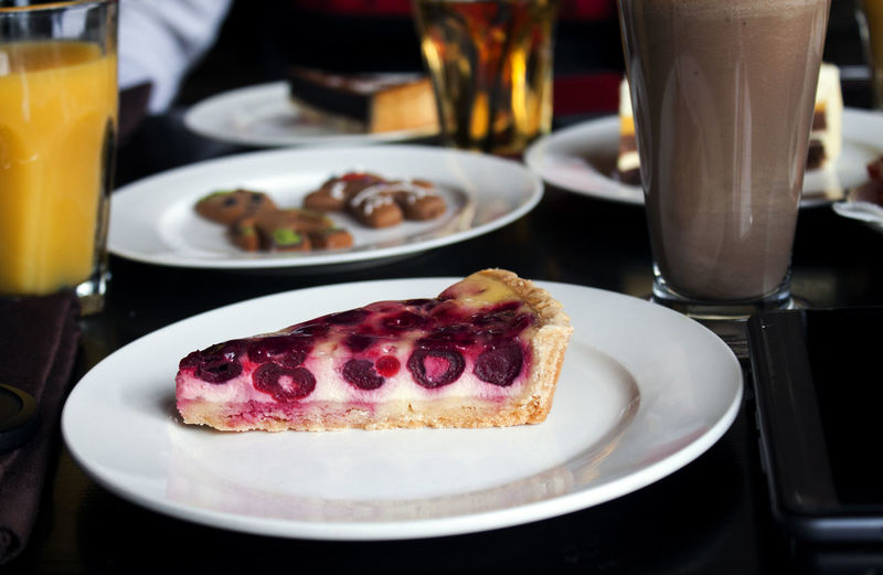 Cheesecake, tor, smitten, breakfast in a cafe, freshly squeezed juice