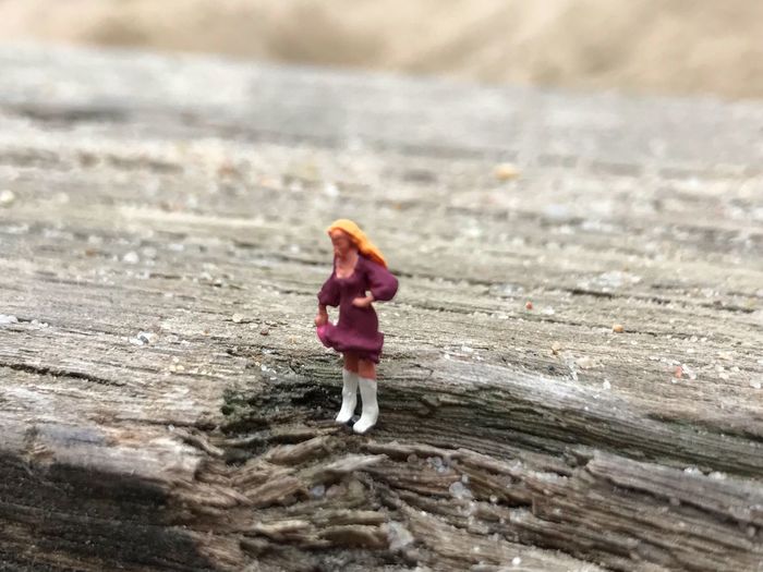Full length of a girl walking on wood
