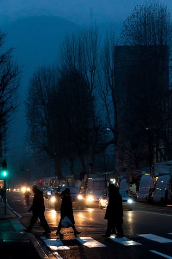 Cars on road at night