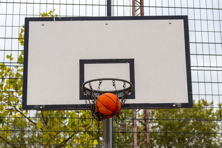 Low angle view of basketball hoop