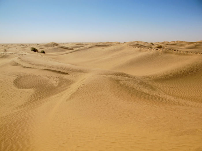 Scenic view of desert against clear sky