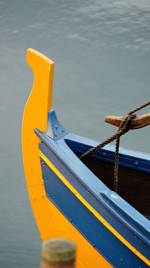 Close-up of boat in lake