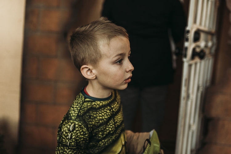 Side view of boy looking away