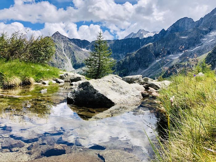 Scenic view of mountains against sky