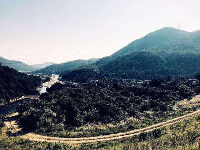 Scenic view of mountains against sky