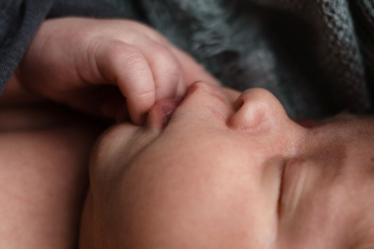 Close-up of cute baby sleeping
