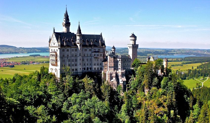 Neuschwanstein castle surrounded by trees