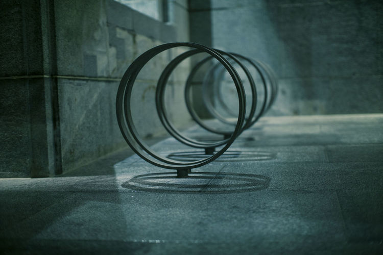 Close-up of bicycle rack