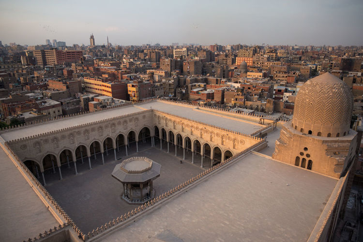 From above breathtaking square ornamental ancient roof of sultan al-mu ayyad mosque, egypt