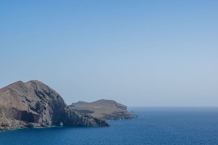 Scenic view of sea against clear sky