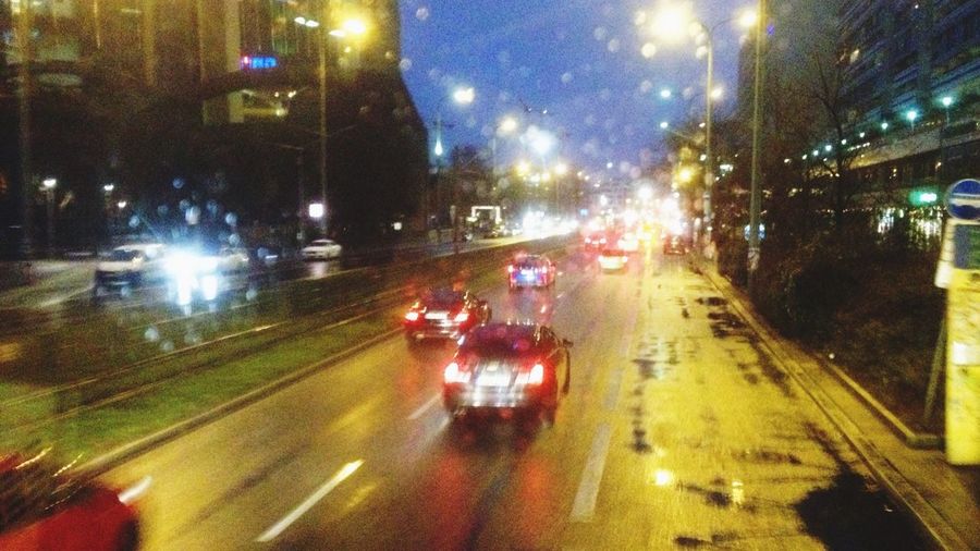 Traffic on road at night