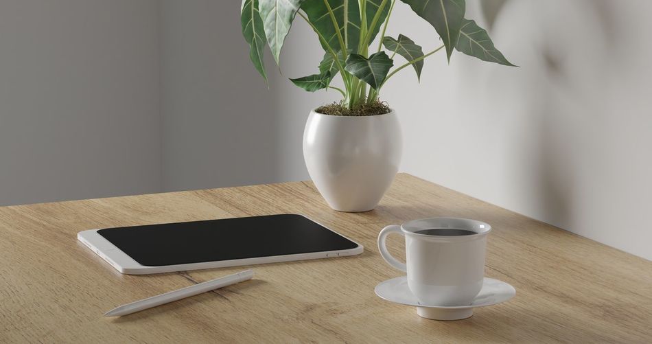 Coffee cup on table at home