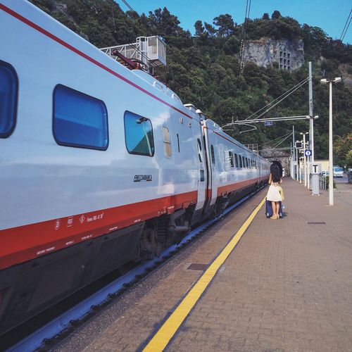Train at railroad station platform