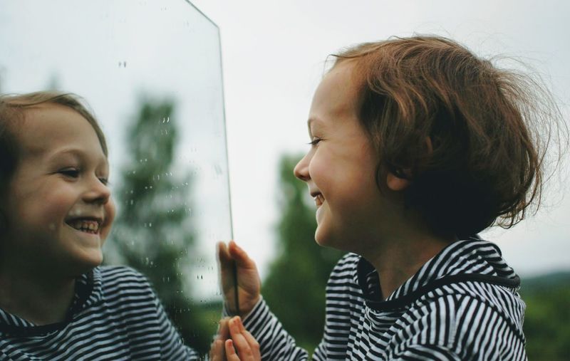 Close-up of cute child smiling