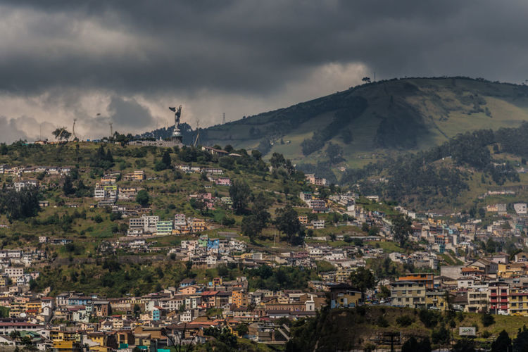 High angle view of cityscape against sky