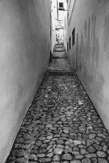 Narrow alley along buildings