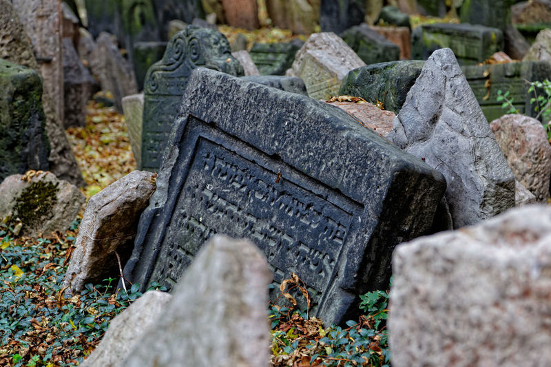 Stone cross in cemetery