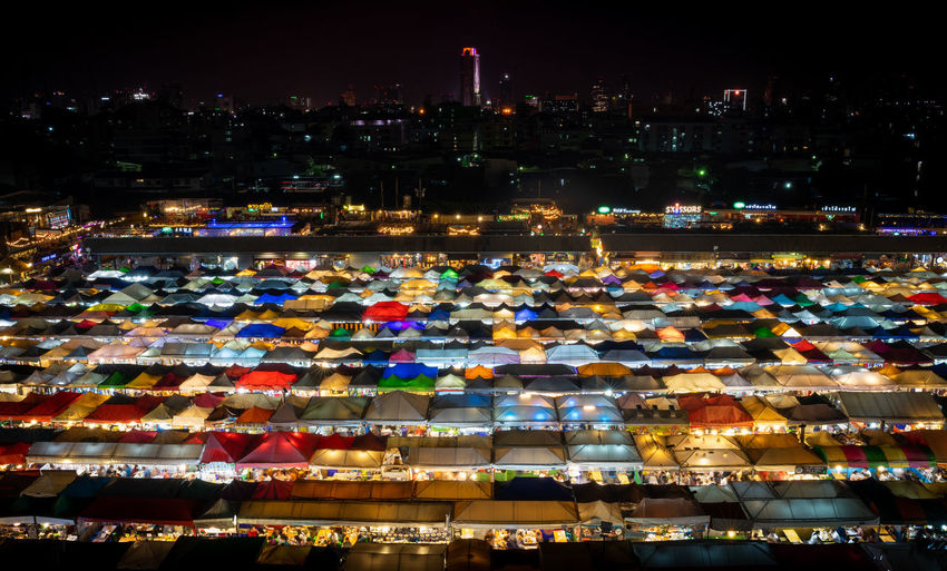 Illuminated bangkok market