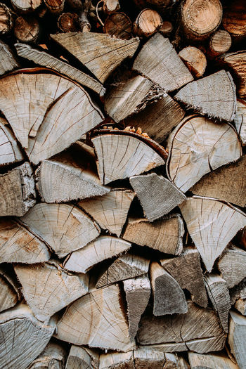 Full frame shot of firewood leaves