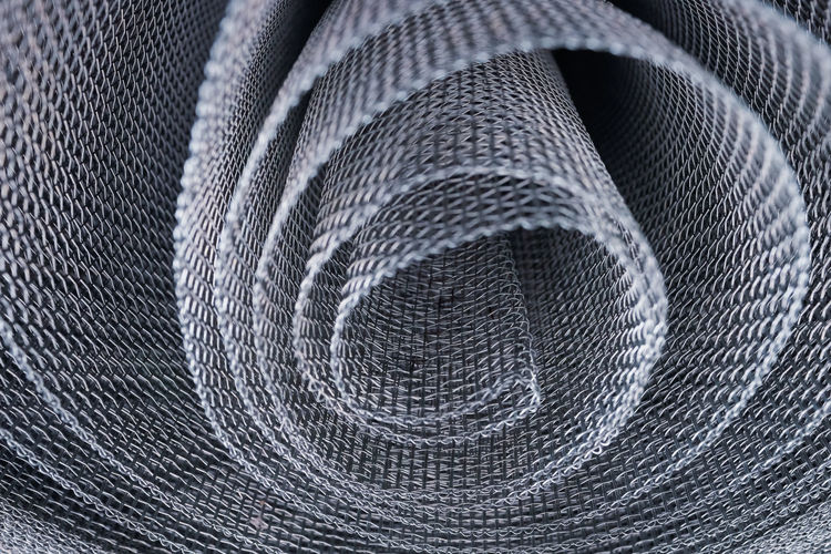 Close up shot of metal netting coil