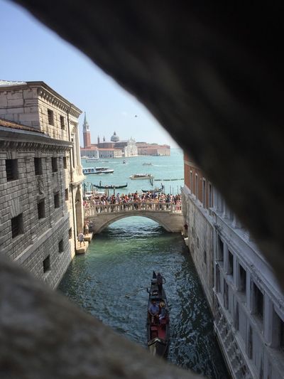 High angle view of venice canal from ponte dei sospiri