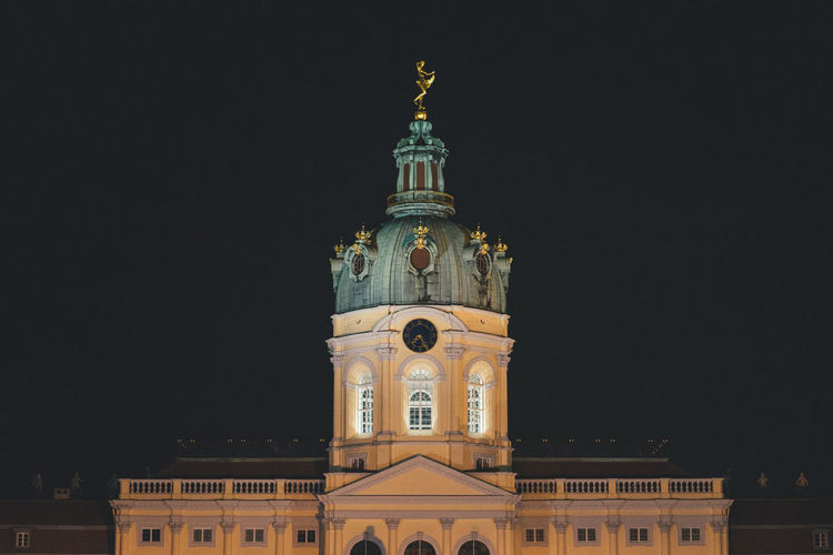 Berlin cathedral against sky at night