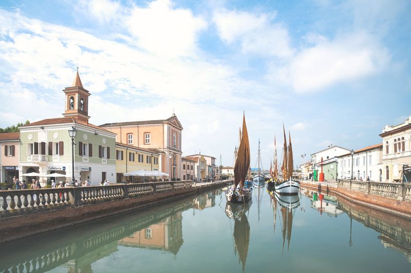 The ancient canal port in cesenatico in emilia romagna adriatic sea italy