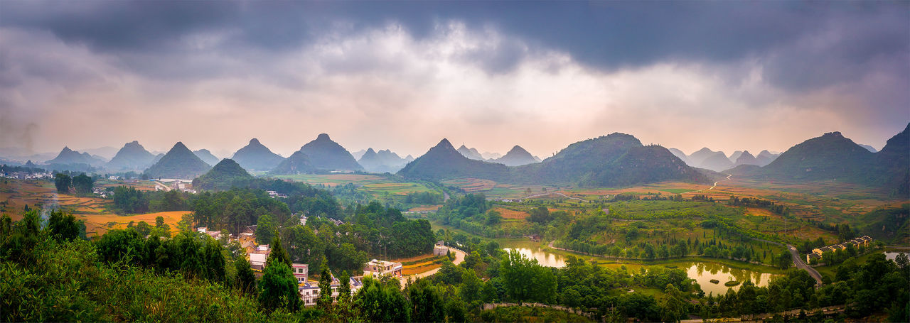 Double brreast mountains of wanfenglin hill peaks in guizhou, china