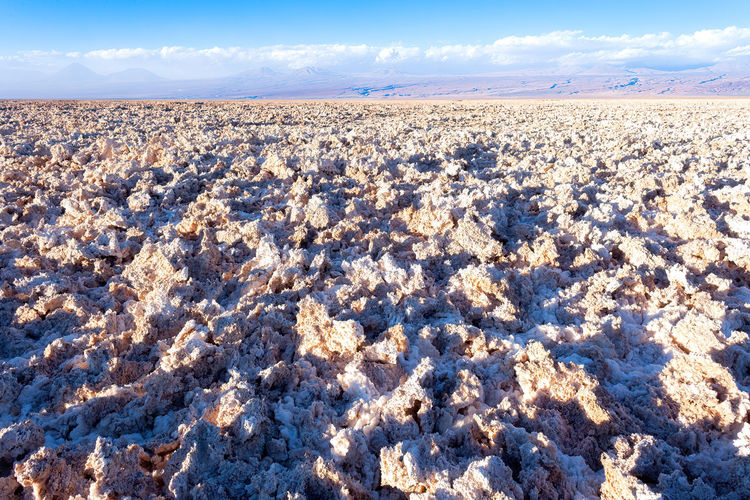 Lithium reserves in the salar de atacama at the atacama desert in chile.