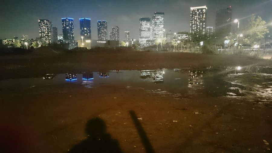 Illuminated city at night