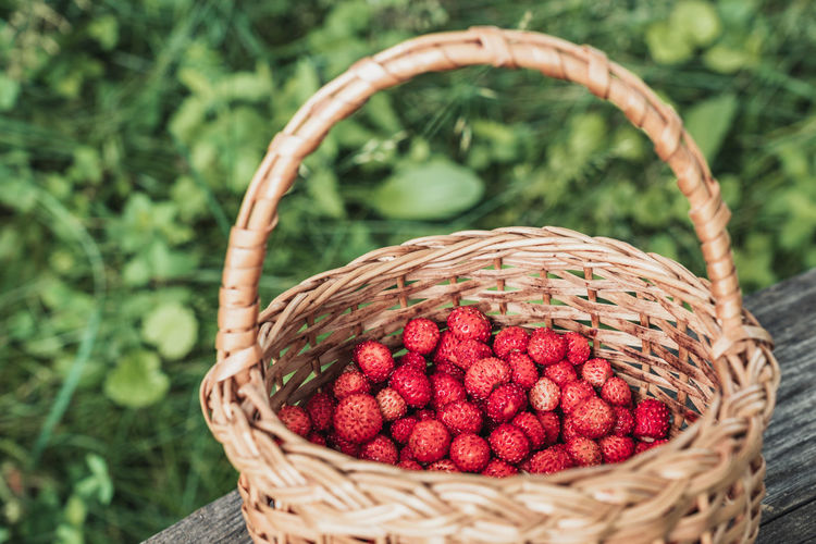 Close-up of strawberries in basket