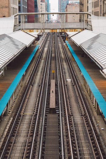 High angle view of railroad station platform