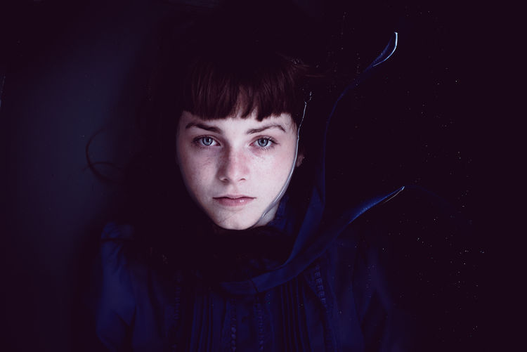 Adult Adults Only Black Background Close-up Front View Hazel Eyes Headshot Indoors Looking At Camera Night One Person People Portrait Real People Spooky Studio Shot Young Adult Young Women