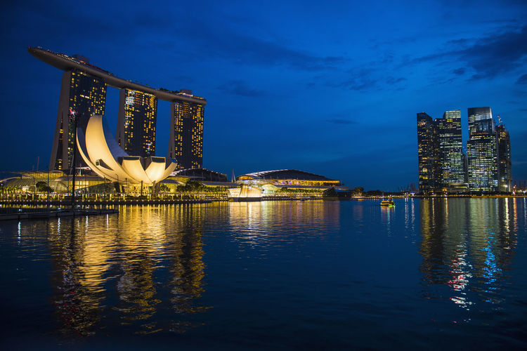 The skyline of singapore with the iconic marina sands