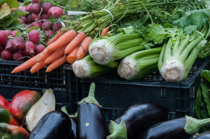 Vegetables for sale at market stall