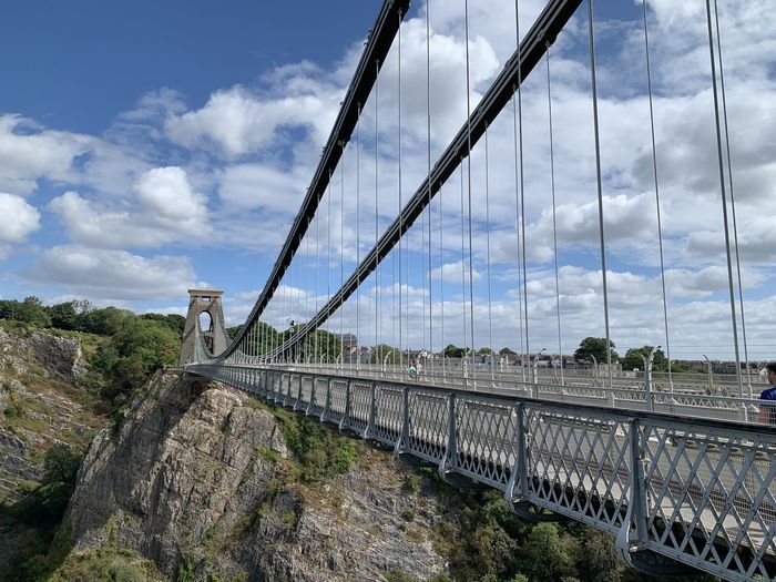 Low angle view of bridge against sky.  clifton
