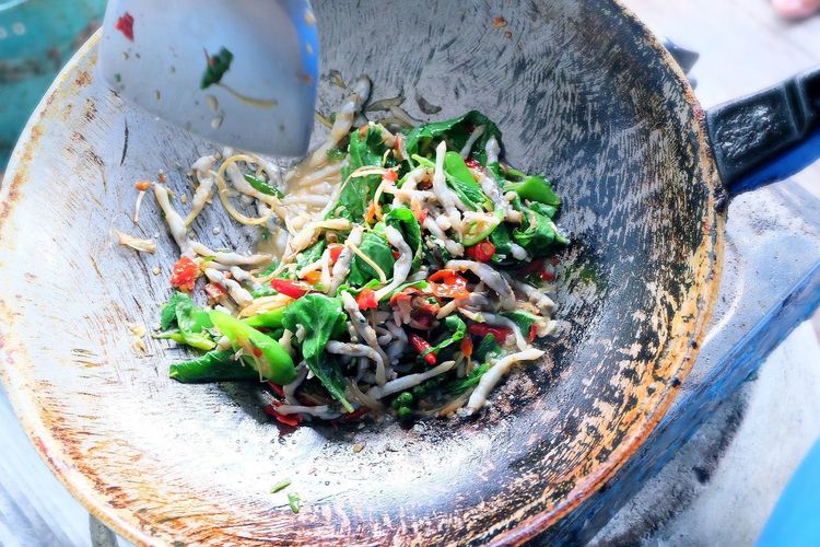 Close-up of thai food in wok